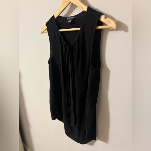 Etcetera Black Ribbon Bow Front Tie Black Tank Size 4 - Picture 2 of 5